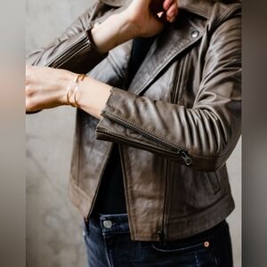 Able Maha Leather Jacket in Slate